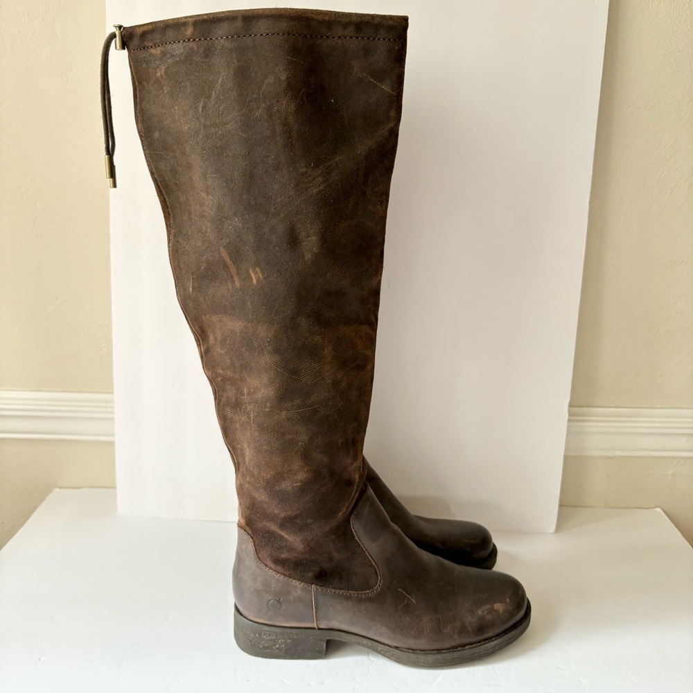 Born Borman Brown Suede Leather Knee High Boots - Picture 1 of 8